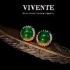 Nuevos Aretes Redondos Pequeños de Calcedonia China y Piedra Lunar, Exquisitos para Ir al Trabajo, Combinan con Todo, Cobre Chapado en Oro Real, Diamante, Aretes S925