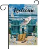 Bandera de Jardín Serie de Verano Elementos Frescos de Verano Impresos Bandera de Patio Bandera de Bienvenida para el Hogar Bandera Decorativa de Playa