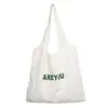 Bolsa de Lona Casual con Letras Estilo Verano 2026 Estilo Coreano Ligera Ins Diseño de Nicho Gran Capacidad Bolsa de Compras para Trabajo Viajes