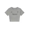 Camiseta Preta de Gola Redonda e Manga Curta para Mulheres, Novo Estilo de Verão, Design Simples de Letra Estilo Americano, Top Curto Slim