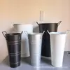 Direto da Fábrica, Vaso de Flores Metálico Simples Quadrado de Alta Qualidade com Duas Alças 30cm, Galvanizado com Acabamento de Pintura Vintage, Adequado para Pousadas