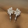 Aretes de Pines Vacíos de Hojas de Diamantes de Oro Real Chapado en Cobre Perla DIY Aguja de Plata 925 Aretes Colgantes de Flores Accesorios para Aretes