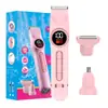 Depilador Elétrico Feminino Quatro em Um com Cabeça Dupla, Display Digital para Pelos do Nariz, Corpo e Áreas Íntimas, Depilador IPX6