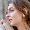 Óculos sem Aro em Titânio Puro para Miopia e Astigmatismo para Mulheres, Borda Cortada em Diamante com Incrustações de Diamante, Podem Ser Personalizados com Receita, Ultraleves, Bloqueadores de Luz Azul