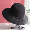 Sombrero de Paja para Sol de Playa de Primavera y Verano para Mujer Protección Solar Versátil Sombrero de Pescador Sombrero para el Sol de Ala Ancha Fresco Plegable
