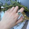 Anillo de Cobre Ajustable con Apertura Medieval Romántico Francés Retro Corte Dorado Real Galvanizado Anillo de Esmalte Colorido