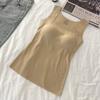 Moda de verano sexy chaleco de tirantes de seda de hielo con almohadilla en el pecho ropa interior para mujer amigable con la piel camiseta sin mangas para llevar debajo o encima que combina con todo