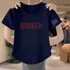 Camiseta de manga curta da mamãe feminina novo estilo quente moda verão 2024 top de meia-manga imitação de algodão top soltinho para meia-idade e idosos