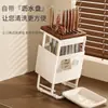 Soporte Inclinado para Cuchillos Estilo Vintage para Uso Doméstico, Almacenamiento Multifuncional para Cuchillos de Cocina, Drenaje Integrado en Encimera, Soporte de Cuchillos de Alta Estética