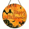 Placa de Porta de Madeira para Halloween de Novo Produto Transfronteiriço Placa Redonda para Casa Pendurada Criativa Personalizada Decoração de Morcego