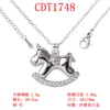 Collar Colgante de Moda Lujo Ligero de Cobre Puro con Caballo de Carrusel Lindo 3D, Unicornio Incrustado de Diamantes y Cadena para Clavícula Cruzada para Mujeres