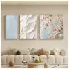 Fondo de Pared de Sofá de Sala de Estar Pintura Decorativa de Tres Piezas Estilo Moderno Simple Crema Mural Abstracto Fresco Simple Elegante Pintura de Pared