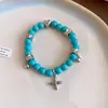Pulsera Colgante Corazón Plegado Cruz de Piedra Pulsera de Moda para el Trabajo Exquisita Pulsera Sensación de Lujo Ligero Joyería de Mano