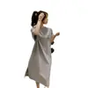 Estilo Coreano Verano Holgado Talla Grande Ropa para Mujer Camiseta Perezosa Vestido Largo Hasta la Rodilla Diseño para Mujer Sentido Casual Estilo Occidental Vestido de Moda