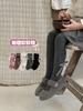 Frete Grátis Leggings Lisos com Listras Finas para Meninas 26 Primavera Novo Estilo Meia-Calça Infantil Tricotada com Laço Atacado