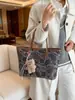 Bolsa Tote de Gran Capacidad para Mujer Otoño e Invierno, Textura Vintage, Bolsa de Viaje 2025, Bolso de Hombro Versátil de Estilo Étnico de Nicho