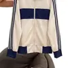 Sudadera retro moderna con cremallera, cuello alto y bloques de color de tres rayas para mujer y hombre, holgada y estilizada, chaqueta deportiva de otoño