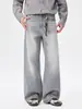 Jeans Novo Estilo Primavera e Verão para Homens, Perna Larga Desgastado, Retro Americano, Perna Reta Solto Respirável Modelador Calças Masculinas de Perna Reta