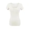 Camiseta Fina Versátil Sexy de Tencel para Mujer Primavera 2026 con Escote en U Amplio que Revela la Clavícula, Top Versátil de Manga Corta Adelgazante