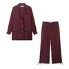 Comércio Exterior Amazon Transfronteiriço Roupas Femininas Outono 2025 Novo Conjunto Retro com Gola Camisa e Calça de Pernas Largas Moda para Mulheres