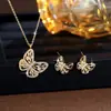 Juego de Joyería Árabe de Oriente Medio Clásico Más Vendido Serie Mariposa Pendientes Collar Cadena para Clavícula Versátil Joyería de Circonita
