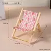 Casa de Muñecas Casa de Muñecas Modelo Silla de Playa de Madera Mini Muebles Silla Lounge de Exterior Accesorios de Escena en Miniatura