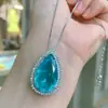 Nuevo conjunto de joyería de moda estilo europeo y americano, simulación de tansanaquamarina, colgante 15*25 pendientes 8*16
