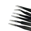 Pinzas Antiestáticas Acero Inoxidable punta fina de precisión acodadas componentes electrónicos soldadura pestañas manicura nido de pájaro pinzas para recoger pelo