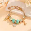 Pulsera de Cuentas Doradas Dulces y Hermosas de Gran Venta Transfronteriza Pulsera Hecha a Mano DIY Joyería de Viaje Vacaciones Festival Regalo