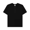 Camiseta Básica de Manga Corta de Color Sólido con Cuello Henry para Hombre, Nueva Camiseta Holgada Versátil de Estilo Americano Minimalista para Trabajo para Mujer, Primavera y Verano