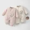 Macacão de bebê 120 gramas mais algodão acolchoado para bebê outono e inverno para sair macacão de algodão fino espessado frente e verso roupas de escalada para crianças