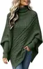 Amazon En Stock Otoño/Invierno 2026 Nuevo Suéter de Punto Trenzado con Mangas Murciélago Estilo Europeo Americano Cuello Alto Redondo Prendas de Punto tipo Capa