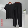 Nuevo traje casual de seda helada para hombre de verano, pantalones jogger de manga corta de verano, talla grande y holgada