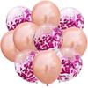 Globo de látex transparente de 12 pulgadas con confeti de papel rosa dorado, decoración para fiesta de cumpleaños