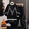 [Con/Sin Felpa] Traje de Suéter Casual Estilo Coreano para Niños 2025 Nuevo Conjunto Deportivo de Dos Piezas para Niños Medianos y Grandes