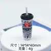 Taza de Bebida de Té de Leche de Paja Simulada Colgante de Llavero Mini Accesorios de Resina Adornos de Taza de Agua de Pellizco DIY Venta al por Mayor