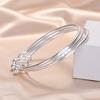 Pulsera de Plata Sansheng III para Mujer Cerrada Sólida Tres Anillos Campana Pulsera del Día de San Valentín Tendencia de Moda Regalo