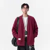 Chaqueta Cardigan Kunhai Pengyun Otoño Cuello en V para Hombre Color Sólido Simple Popular Retro Nuevo Holgado Top para Hombre de Moda