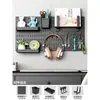 Prateleira de Armazenamento de Parede de Cozinha com Painel Perfurado, Armazenamento Combinado Espesso de Parede, Armazenamento de Acessórios para Painel Perfurado sem Furos