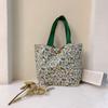 Estilo japonês saco de lona fresco bolsa de mão das mulheres algodão linho tecido bolsa múmia bolsa mini floral lanche saco