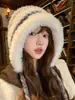 Gorro de Punto Bloque de Color Fair Isle para Mujer, Versátil Otoño e Invierno, Circunferencia de Cabeza Grande, Adelgazante de Rostro, Protector de Orejas, Cálido Gorro de Tejer