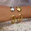Diseño Minimalista Acero Inoxidable 18K Color Block Pulsera Abierta Lisa Lujo Ligero Joyería Transfronteriza de Gama Alta