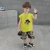 Conjunto de Verano sin Mangas Bordado para Niños 2026 Nuevo Estilo Chaleco Deportivo Atractivo para Niños Conjunto de Dos Piezas para Ropa de Niños de Edad Media y Mayor
