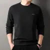 Nueva playera de manga larga y cuello redondo para hombre 2024 Primavera y Otoño Suéter de papá para llevar debajo o encima Camiseta básica Top para mediana edad