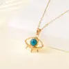 Collar Tohm Estilo Retro Transfronterizo Europeo y Americano Acero de Titanio Ojo del Diablo para Mujer Joyería de Oro de Alta Gama Colgante Cadena de Clavícula