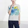 Blusa plissada de alta qualidade para mulheres, design único, moda feminina de nicho, camiseta sofisticada de verão com modelagem solta que afina a silhueta, de manga curta para mulheres