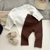 26 Pantalones largos de otoño estilo coreano para niños, leggings de algodón de cintura alta elásticos para bebés niños y niñas, pantalones de bebé para primavera