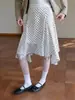 Falda Midi Irregular de Lunares Estilo Retro Elegante para Mujer, Primavera de Cintura Alta Elegante Casual Versátil