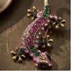 Broche Lagarto Geckos Pedras Strass Animal Acessório Estrela de Cinco Pontas Alfinete Fixo para Roupa Acessório Pequeno Personalizado com Pedras Strass
