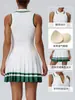 Vestido de Tênis Peça Única Color Block Transfronteiriço com Gola e Bojos no Peito, Secagem Rápida, Vestido Esportivo Casual ao Ar Livre para Fitness 62120